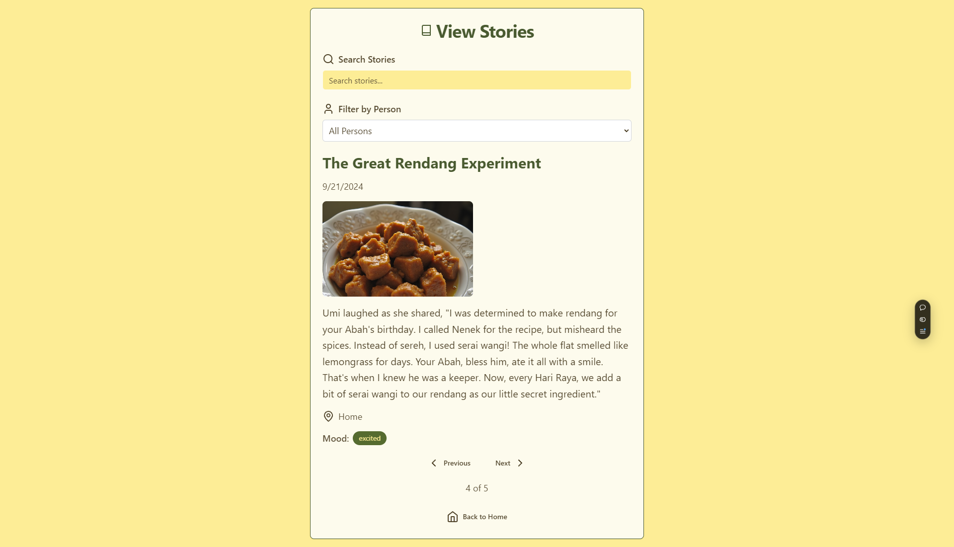 Screenshot of dear Stories,